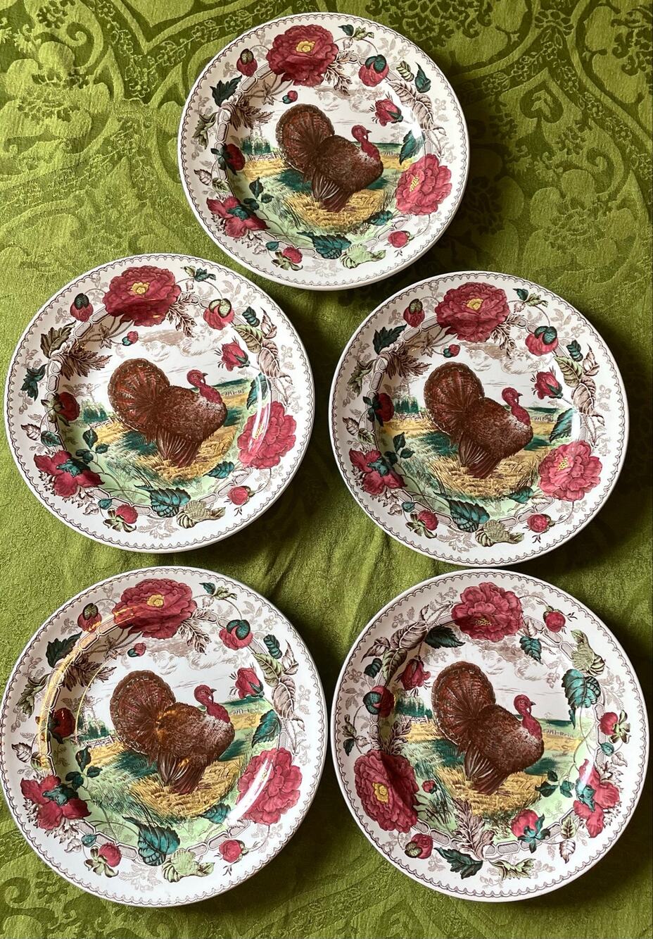 Antique c.1900 Wedgwood Formosa Turkey Plates Set of 5 Etruria England 10¼”